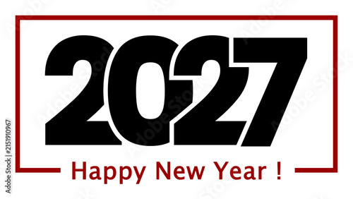 Happy New Year 2027 - logo text design for year change concept - 3D-Illustration