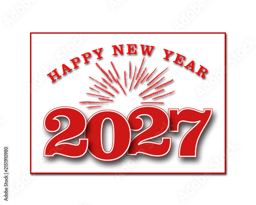 Happy New Year 2027 - poster for Year Change  - 3D Illustration