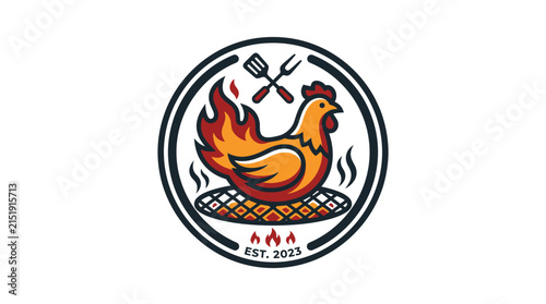 Hot chicken bbq grill fire emblem design