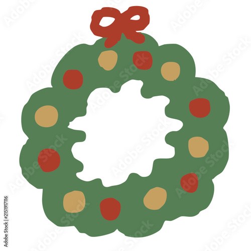 手描き風のクリスマスリースイラスト かわいい冬の飾り素材