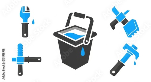 Icon Set Of Plumbing And Renovation Tools For Home Repair