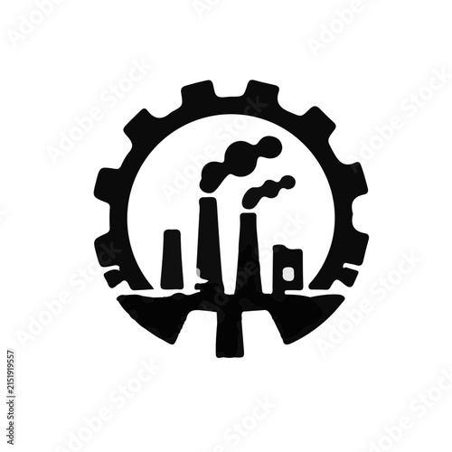 Black and White Industrial Factory Gear Icon Vector Illustration