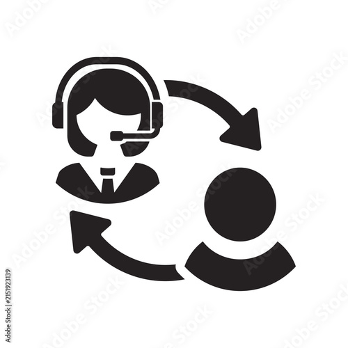 Icon with a call-forwarding arrow indicating communication between an agent and a user.