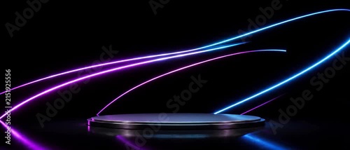 Cyber Monday Sale Concept with Neon Light Trails on a Dark Background, Digital Shopping Promotion, Futuristic Online Commerce Display, Panoramic Video