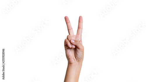 Fotografie Hand showing peace sign gesture with two fingers up