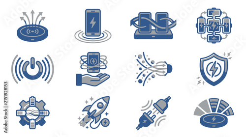 Wireless charging technology concepts and connectivity icons