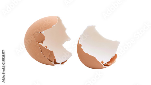 Konstfotografi Broken brown eggshell halves with white interior