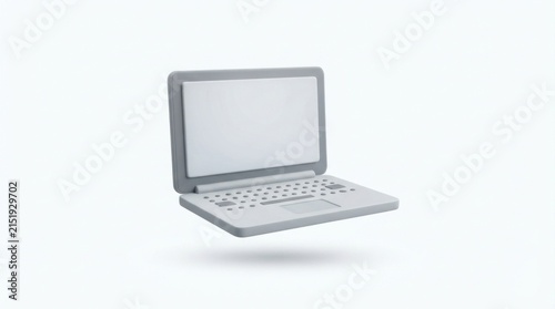 Compact silver laptop with open screen on a pale background.