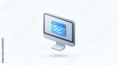 Futuristic blue computer monitor displaying digital interface illustration with modern design and sleek visuals.