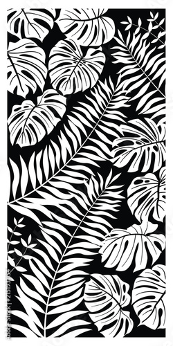 Vector room divider, Laser cut leaf panel, stencil divider. Wall art for home decor, room divider screens.	