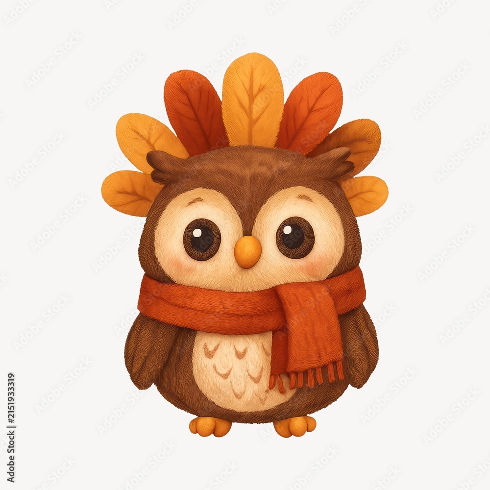 Obraz premium Cute autumn-themed owl illustration.