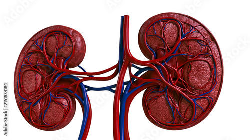 фотографія Human Kidney Anatomy with Arteries and Veins