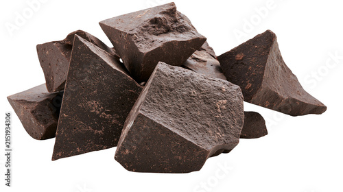 Foto Dark chocolate chunks rough broken pieces