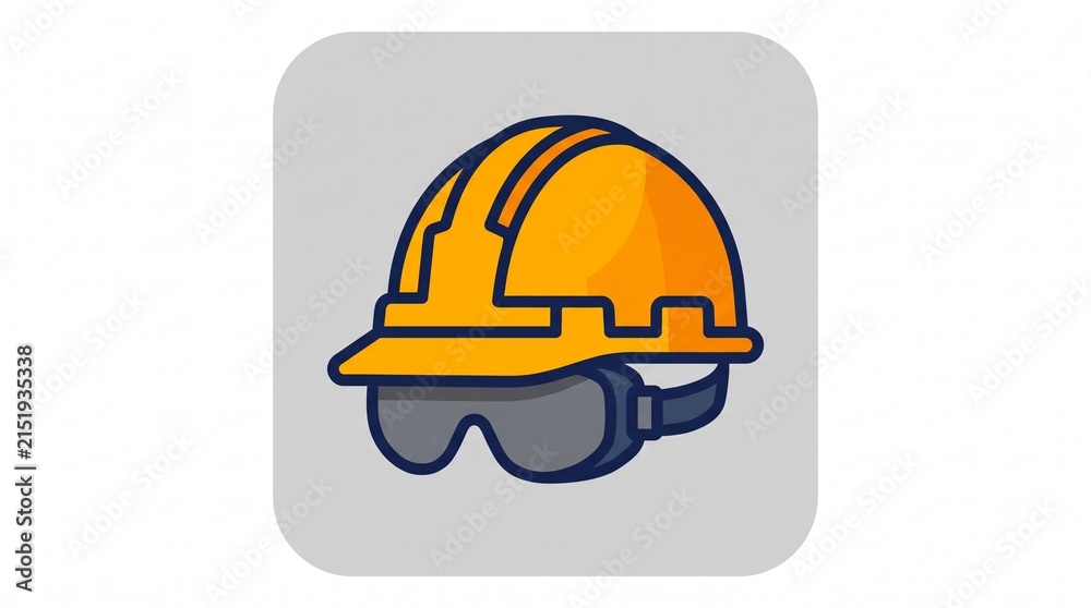 Fototapeta premium Construction Safety Helmet and Protective Goggles Icon