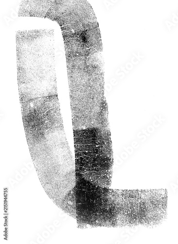 Fotografie Hand-rolled brayer ink print with tactile brayer track texture, isolated on transparent background