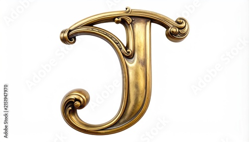 Ornate Gold Letter J Displayed Against White