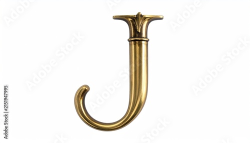 Shiny Gold Letter J Hook Shape