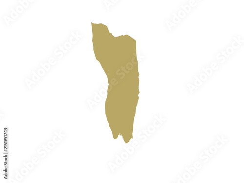 Foto A minimalist golden silhouette representing the island nation of Dominica on bla