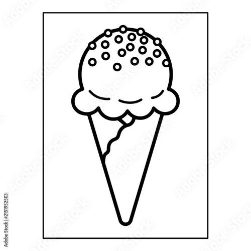 Canvas Print Ice cream cone coloring page with sprinkles for kids to color and enjoy during t