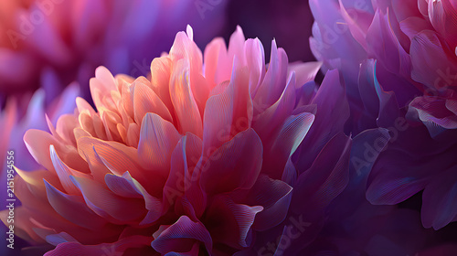 Abstract macro view focused on vibrant pink and purple petals forming intricate floral patterns with dreamlike artistic composition delicate layered petals