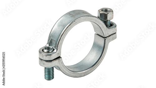 Foto Industrial shiny metallic iron pipe clamp connector coupling hardware fastener i