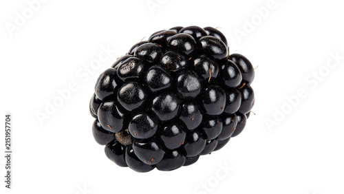 Фотография Group arrangement cluster of fresh raw dark black blackberry berries isolated on