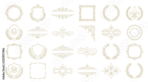 Ornate Monogram Frames, Borders & Emblems - Elegant Vintage Design Elements