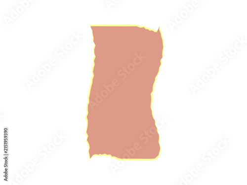 A single piece of torn paper with light yellow border on black