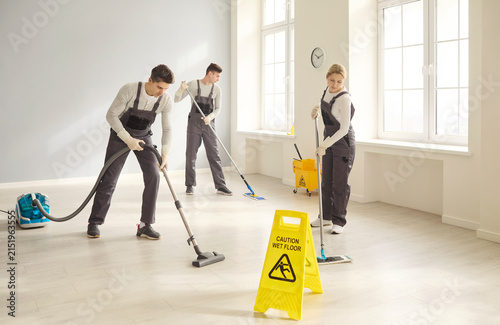 Photography Cleaners janitors team cleaning mopping vacuuming
