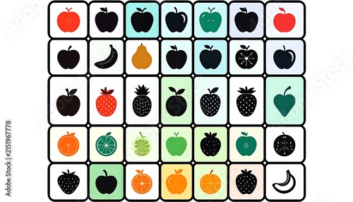 Colorful abstract icon grid design pattern.