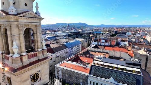 Aerial Panorama of Budapest Pest District on a Sunny Day
