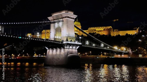 Night Cruise Under Szechenyi Chain Bridge and Buda Castle, Hungary