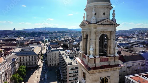 Aerial Panorama of Budapest Pest District on a Sunny Day