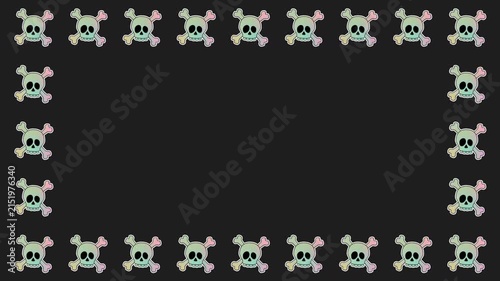 Halloween Holographic Skull Stickers Frame Pattern Loop