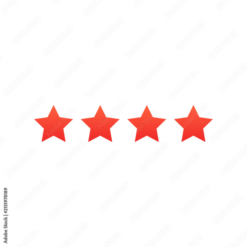 Fototapeta premium Four red star rating customer review vector