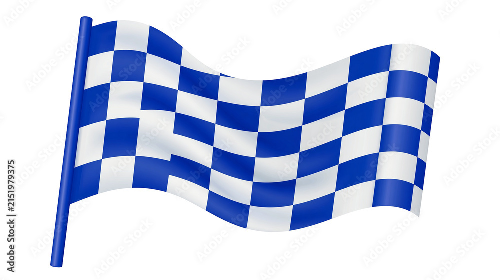 Obraz premium Waving checkered racing flag blue and white