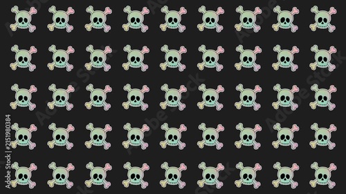 Halloween Holographic Skull Stickers Pattern Background Loop