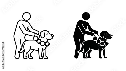 Person Putting a Flower Lei on a Dog Icon Set