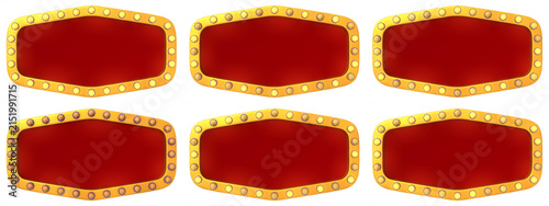 Vintage Blank Marquee Sign Template with Bright Light Bulbs
