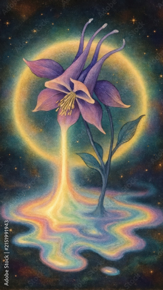 Obraz premium Mystical flower with radiant colors mobile wallpaper