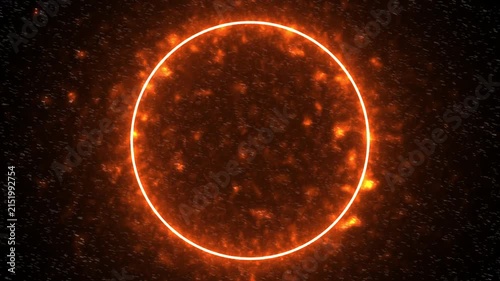 Fiery Solar Eclipse Ring Animation on Space Background – Glowing Plasma Halo, Burning Sun Corona, Cosmic Energy Portal, Seamless Loop 4K Motion Graphic with Alpha