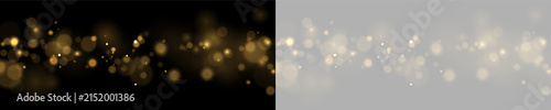 Canvastavla Softly glowing gold bokeh lights scattered horizontally on black background with
