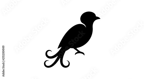 Canvas Print Elegant Black Bird Silhouette Vector, Stylized Avian Icon, Minimalist Ornitholog