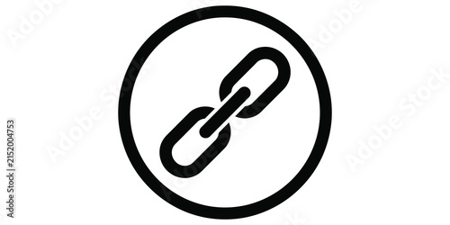 Quadro su tela Bold black link chain icon in a circle symbolizing connection or a hyperlink