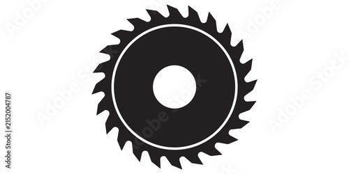 Obraz na plátně Circular saw blade black vector icon for woodworking and construction tools