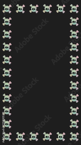 Halloween Holographic Skull Stickers Vertical Frame Pattern Background Loop
