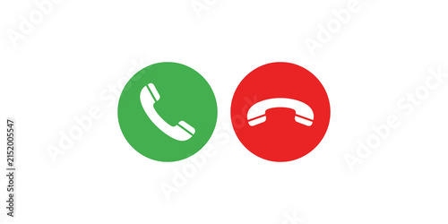 Foto Green accept call icon and red reject call icon on transparent background
