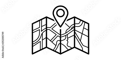 Fotografie Map with location pin icon over transparency, signifies navigation, travel, and geographical positions