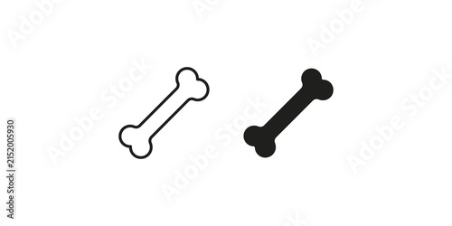 Obraz na plátně bone icon for pets and animals in outline and solid black silhouette on transparent background