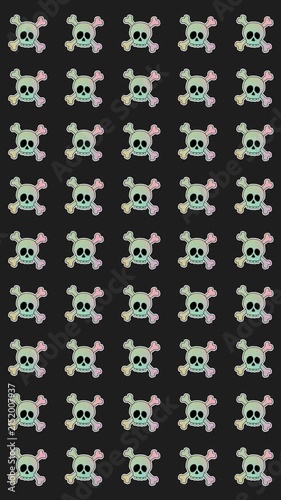 Halloween Holographic Skull Stickers Vertical Pattern Background Loop